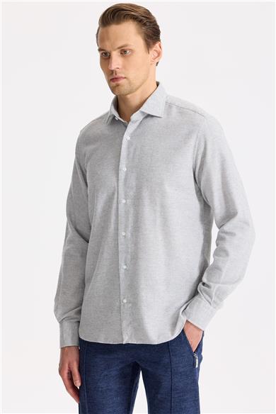 Gri Pamuk Teknik Gömlek