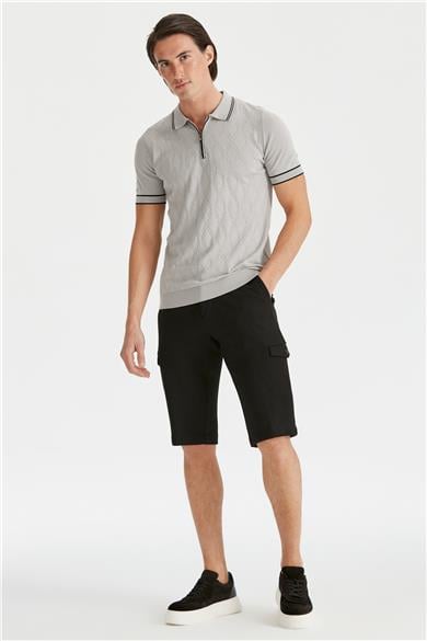 Gri Polo Yaka Erkek Pamuk Triko
