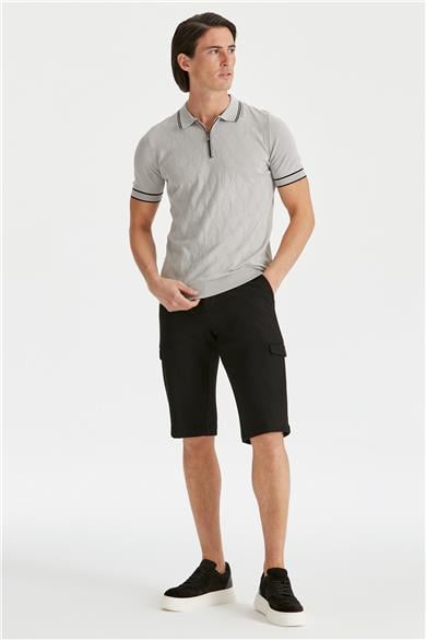 Gri Polo Yaka Erkek Pamuk Triko