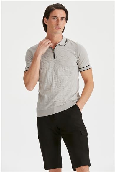 Gri Polo Yaka Erkek Pamuk Triko