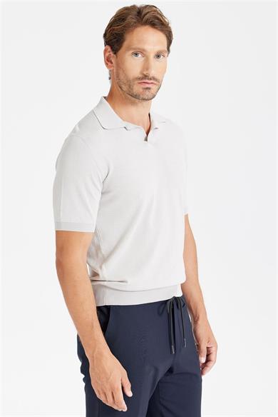Gri Polo Yaka Pamuk Triko