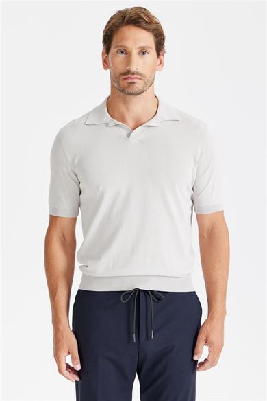 Gri Polo Yaka Pamuk Triko