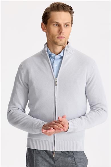 Gri Saf Kaşmir Triko Mont