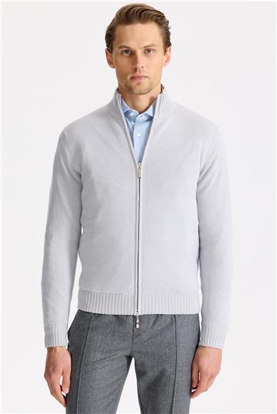 Gri Saf Kaşmir Triko Mont