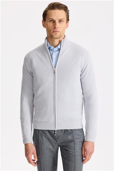 Gri Saf Kaşmir Triko Mont