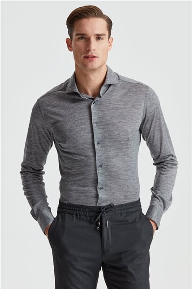 Gri Saf Yün Gömlek 