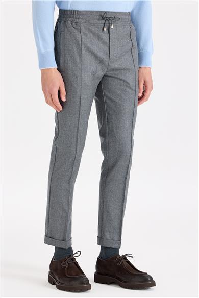 Gri Saf Yün Spor Pantolon
