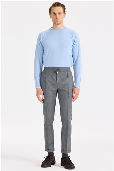 Gri Saf Yün Spor Pantolon