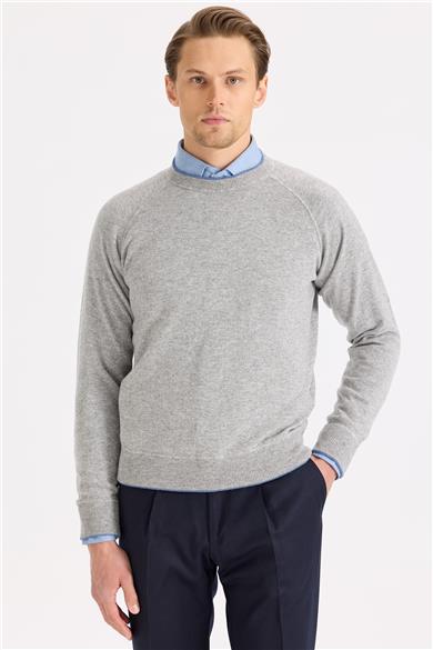 Gri Sıfır Yaka Kaşmir Triko
