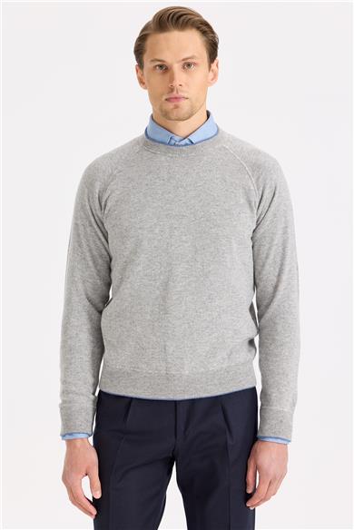 Gri Sıfır Yaka Kaşmir Triko