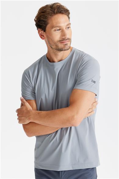 Gri Sıfır Yaka Teknik T-shirt