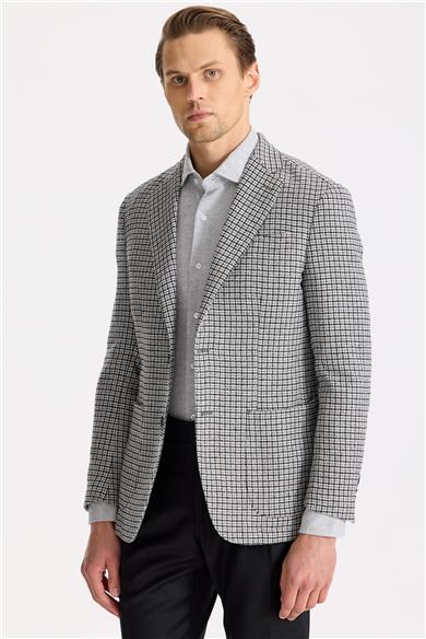 Gri Siyah Kareli Yün Ceket