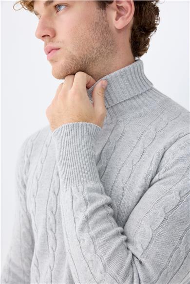 Gri Tam Balıkçı Kaşmir Kazak