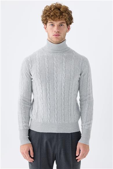 Gri Tam Balıkçı Kaşmir Kazak