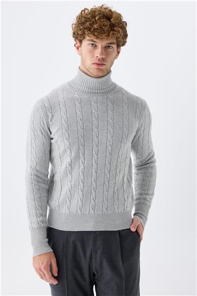 Gri Tam Balıkçı Kaşmir Kazak