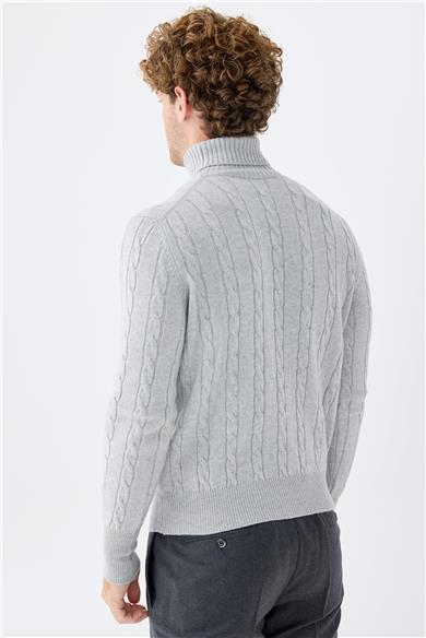 Gri Tam Balıkçı Kaşmir Kazak