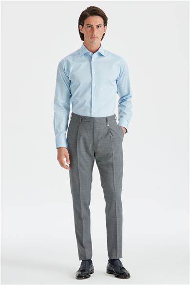 Gri Tek Pileli Pantolon