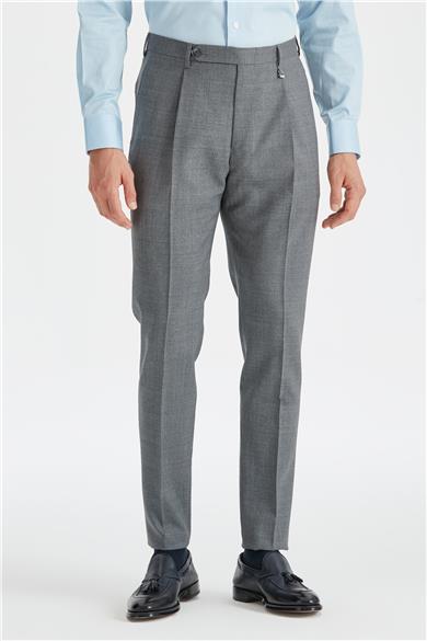 Gri Tek Pileli Pantolon