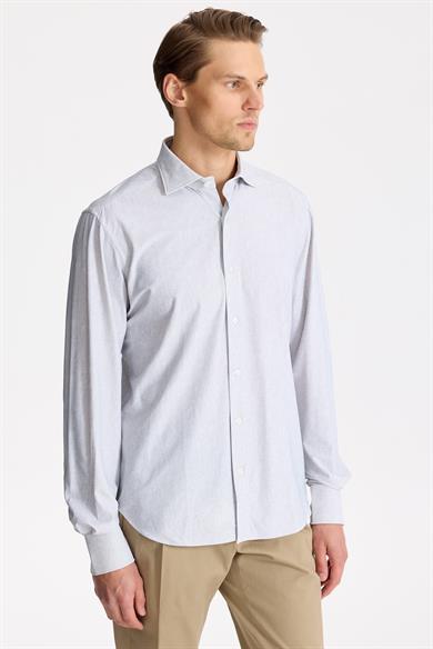 Gri Teknik Kumaş Gömlek