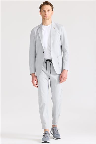Gri Teknik Kumaş Takım Ebise