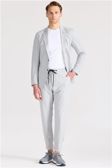 Gri Teknik Kumaş Takım Ebise