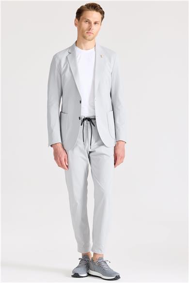 Gri Teknik Kumaş Takım Ebise