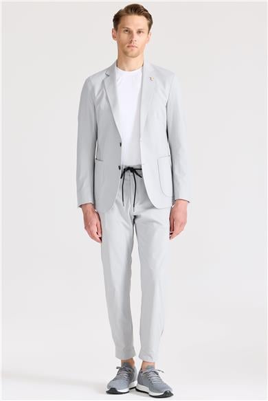 Gri Teknik Kumaş Takım Ebise