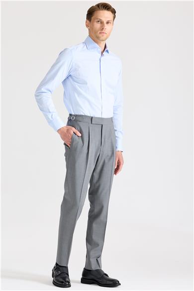 Gri Tokalı Yün Pantolon 