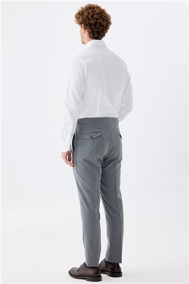 Gri Tokalı Yün Pantolon