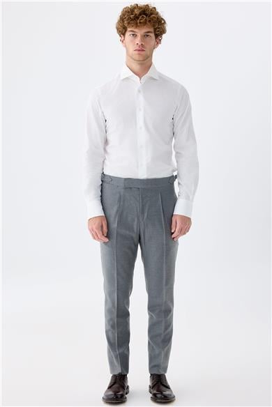 Gri Tokalı Yün Pantolon