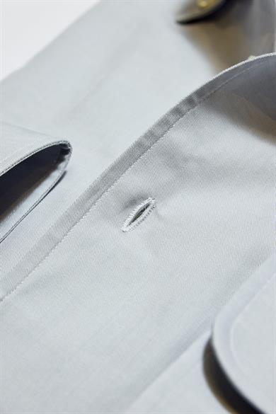 Gri Yaka Düğmeli One-Piece Pamuk Gömlek