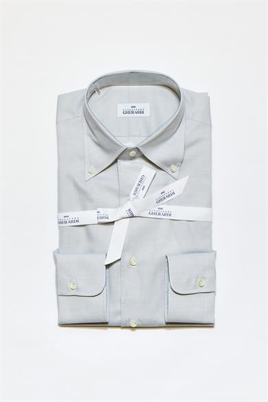 Gri Yaka Düğmeli One-Piece Pamuk Gömlek