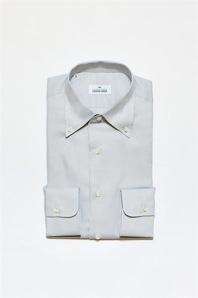 Gri Yaka Düğmeli One-Piece Pamuk Gömlek