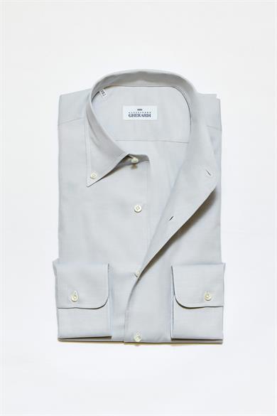 Gri Yaka Düğmeli One-Piece Pamuk Gömlek