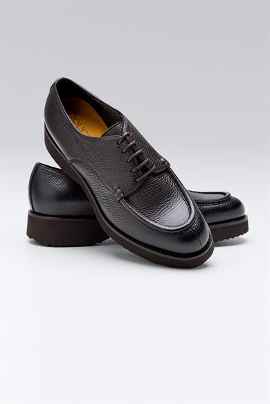 Kahverengi Bağcıklı Derby Deri Ayakkabı