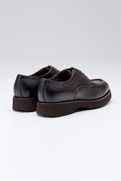 Kahverengi Bağcıklı Derby Deri Ayakkabı