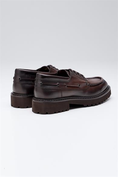 Kahverengi Bağcıklı Deri Ayakkabı