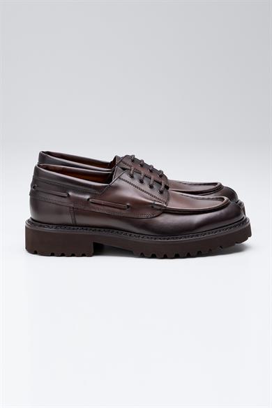 Kahverengi Bağcıklı Deri Ayakkabı