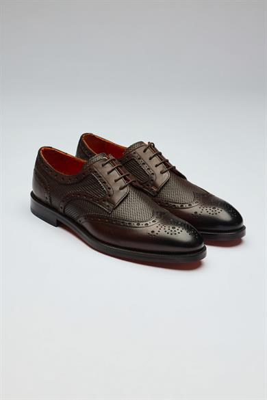 Kahverengi Bağcıklı Klasik Deri Ayakkabı