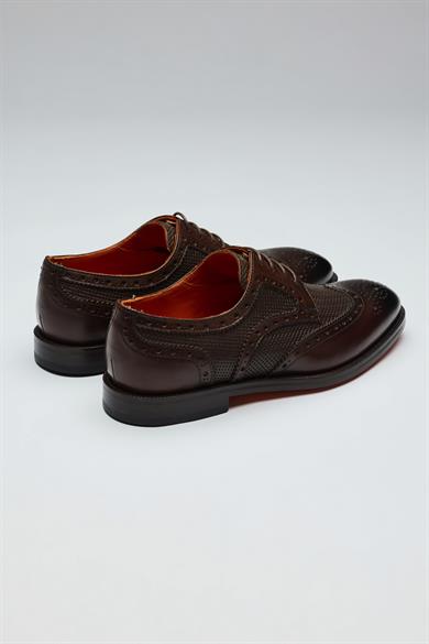 Kahverengi Bağcıklı Klasik Deri Ayakkabı