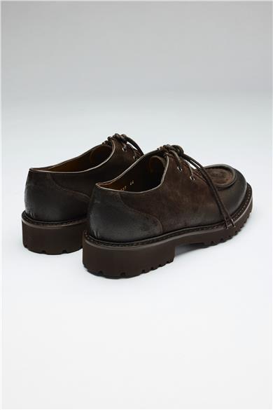 Kahverengi Bağcıklı Yağlı Süet Ayakkabı