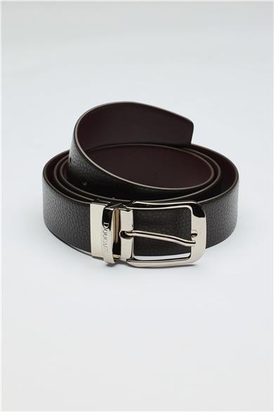 Kahverengi Bordo Çift Taraflı Deri Kemer