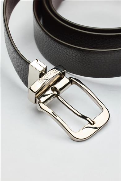 Kahverengi Bordo Çift Taraflı Deri Kemer