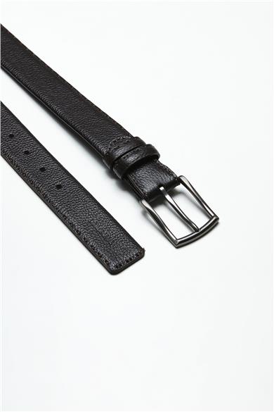 Kahverengi Dikişli Deri Kemer