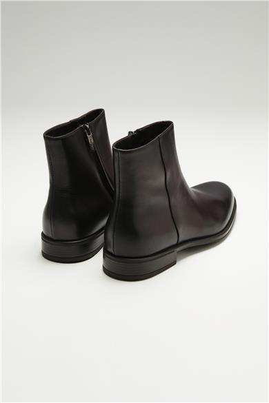 Kahverengi Fermuarlı Deri Bot