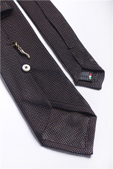 Kahverengi File Astarsız İpek Kravat