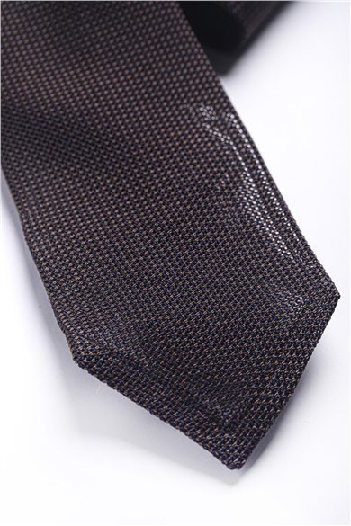 Kahverengi File Astarsız İpek Kravat