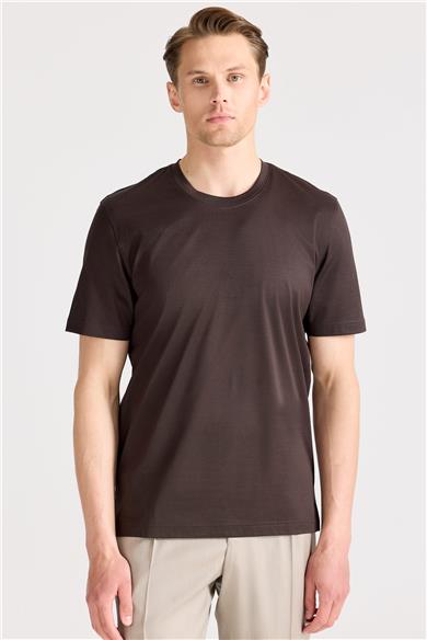 Kahverengi Filo Di Scozia Pamuk T-Shirt