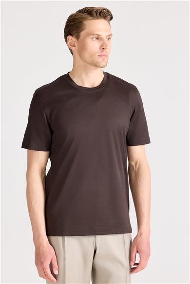 Kahverengi Filo Di Scozia Pamuk T-Shirt