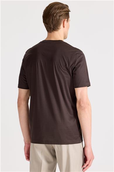 Kahverengi Filo Di Scozia Pamuk T-Shirt